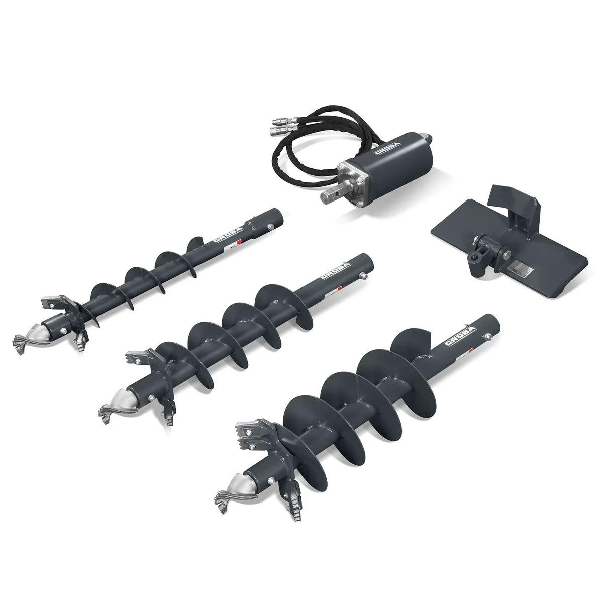 MechMaxx 150506 Skid Steer Auger Mini Drive Auger with 6" 9" 12" Dia Auger Bits New