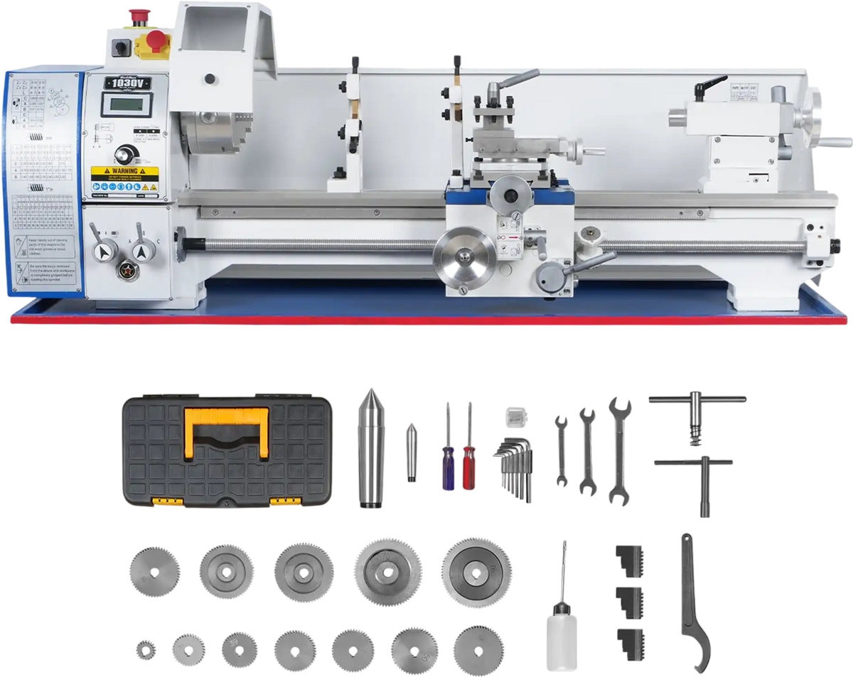 MechMaxx 1030V Metal Lathe 10 x 30" Benchtop Variable Speed High Precision Brushless Motor 1.5 HP 0-2000 RPM 1.5" Spindle Bore New