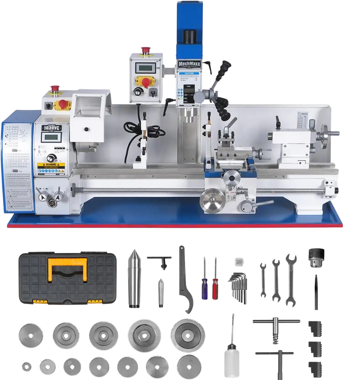 MechMaxx 1030VC Combination Lathe Milling Machine 1.5 HP 10" x 30" Variable Speed Benchtop Metalworking Drilling High Precision New