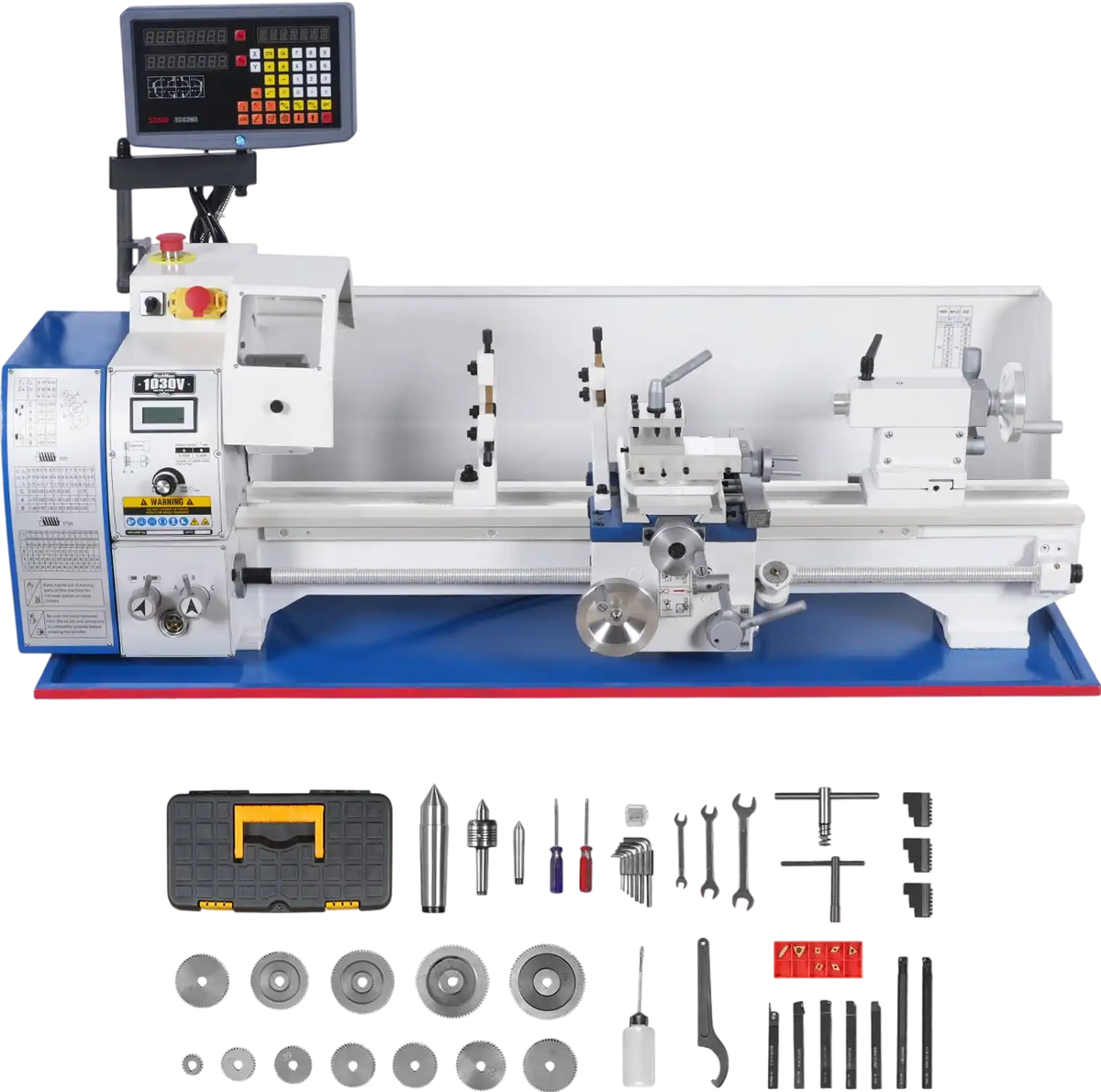 MechMaxx 1030VD Metal Lathe 10 x 30" Benchtop Variable Speed DRO 1.5 HP 0-2000 RPM High Precision 1.5" Spindle Bore New