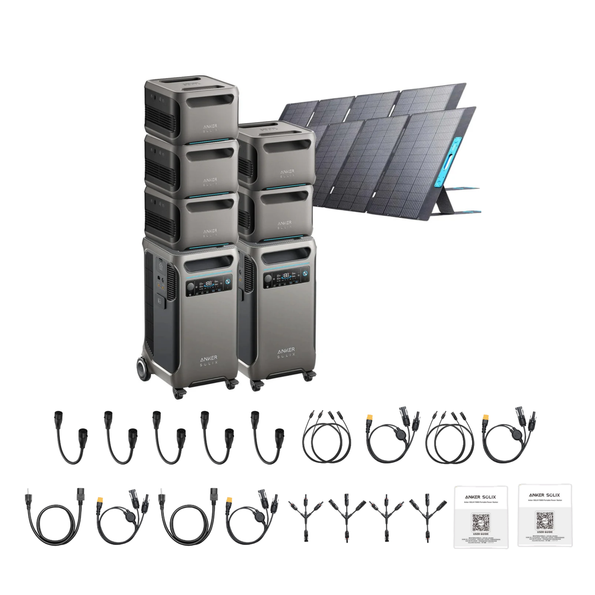 2 x SOLIX F3800 + Double Power Hub + 5 x Expansion Battery + 2 x 400W Portable Solar Panel Inclusions 