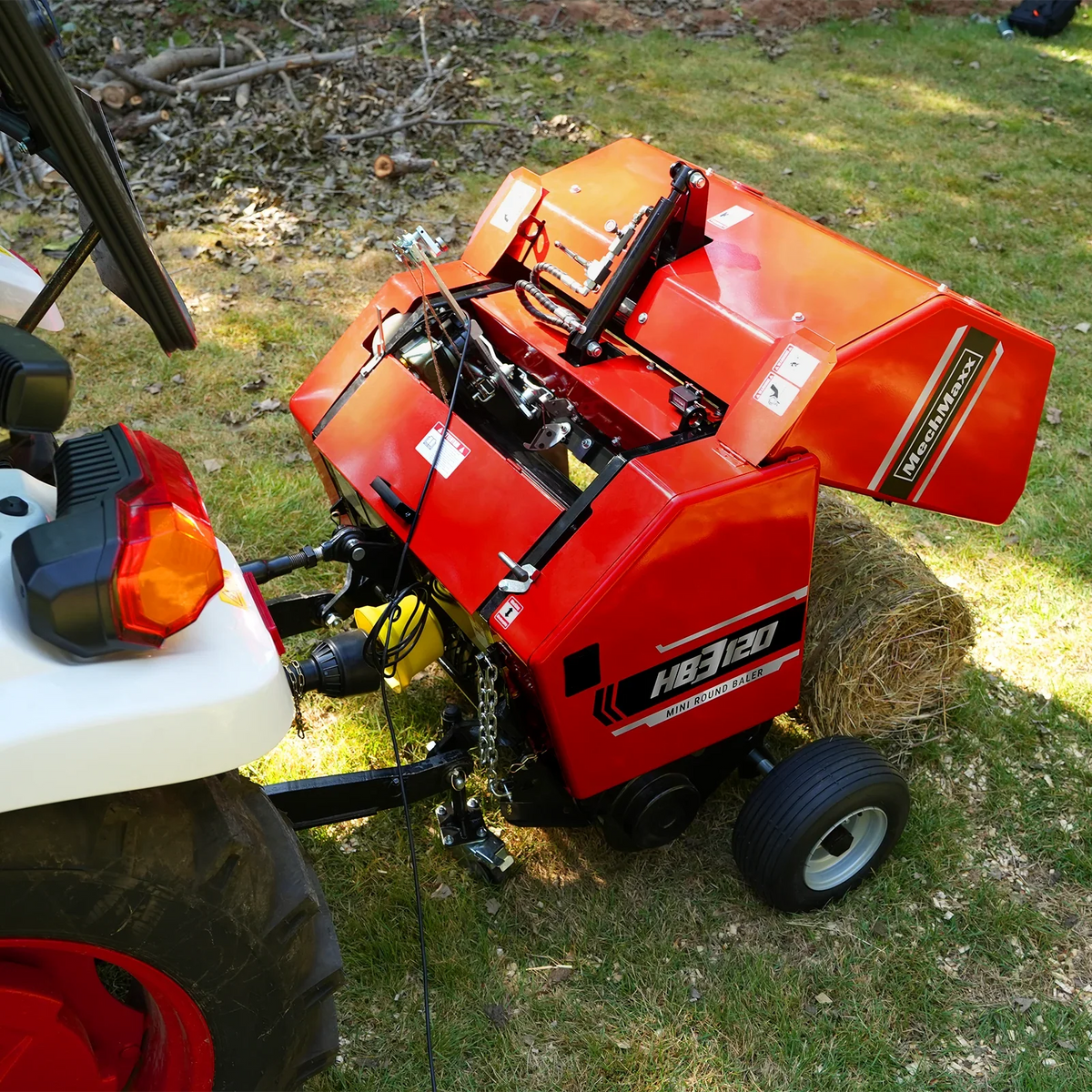MechMaxx HB3120 Hay Baler 3-Point PTO Mini Round Twine Wrap 20" Diameter x 28" Width Bales for 15-50 HP Tractor New
