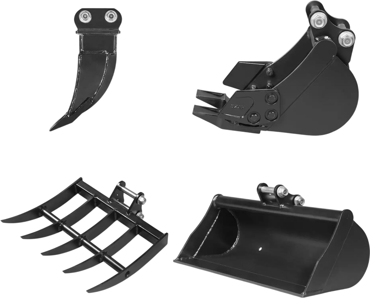MechMaxx 150541 Mini Excavator Attachments 4-Piece Attachment Set for Mini Compact Excavator New