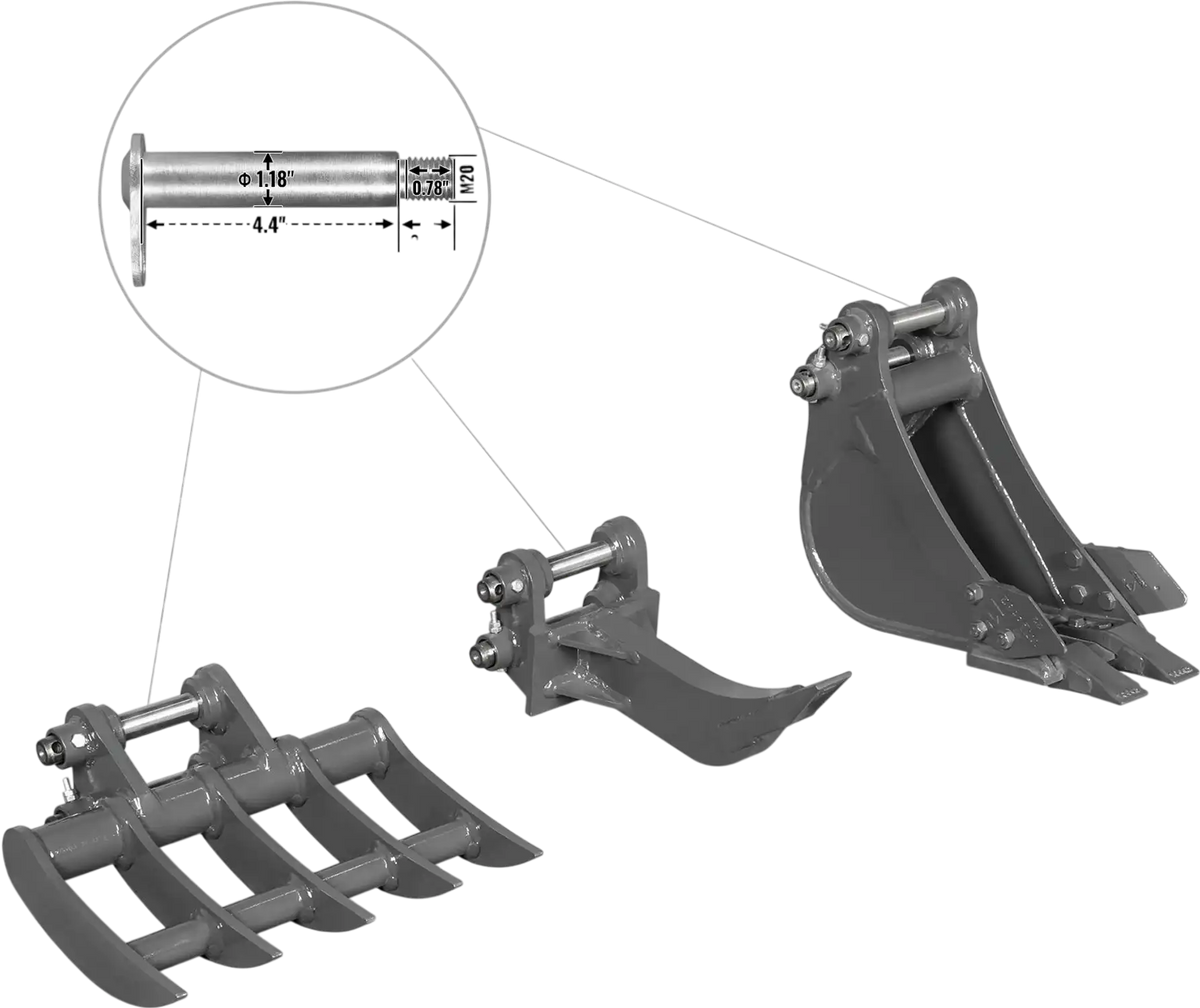 MechMaxx 150545 Mini Excavator Attachments Attachment Set for Mini Compact Excavator MEC17 MEC17PRO New