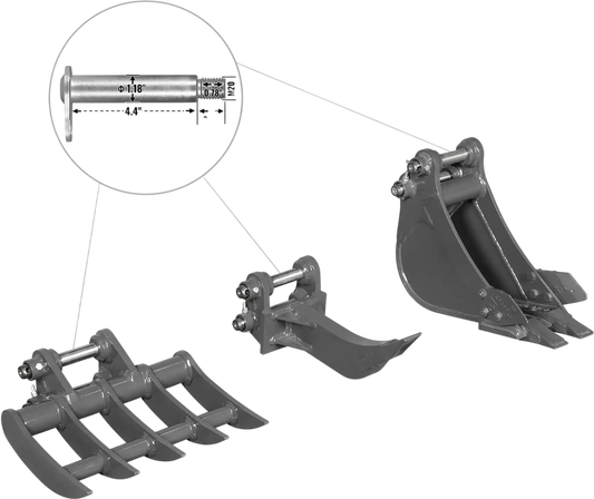 MechMaxx 150545 Mini Excavator Attachments Attachment Set for Mini Compact Excavator MEC17 MEC17PRO New