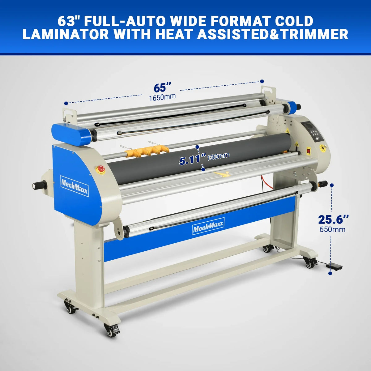 MechMaxx 1700-A3 Laminator 67" Wide Format Full Auto Cold & Heat Assisted Pneumatic Machine 4 Trimmers Digital Control New