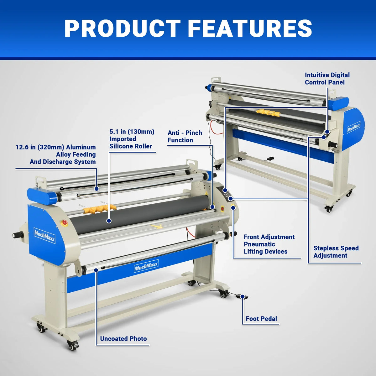 MechMaxx 1700-A3 Laminator 67" Wide Format Full Auto Cold & Heat Assisted Pneumatic Machine 4 Trimmers Digital Control New