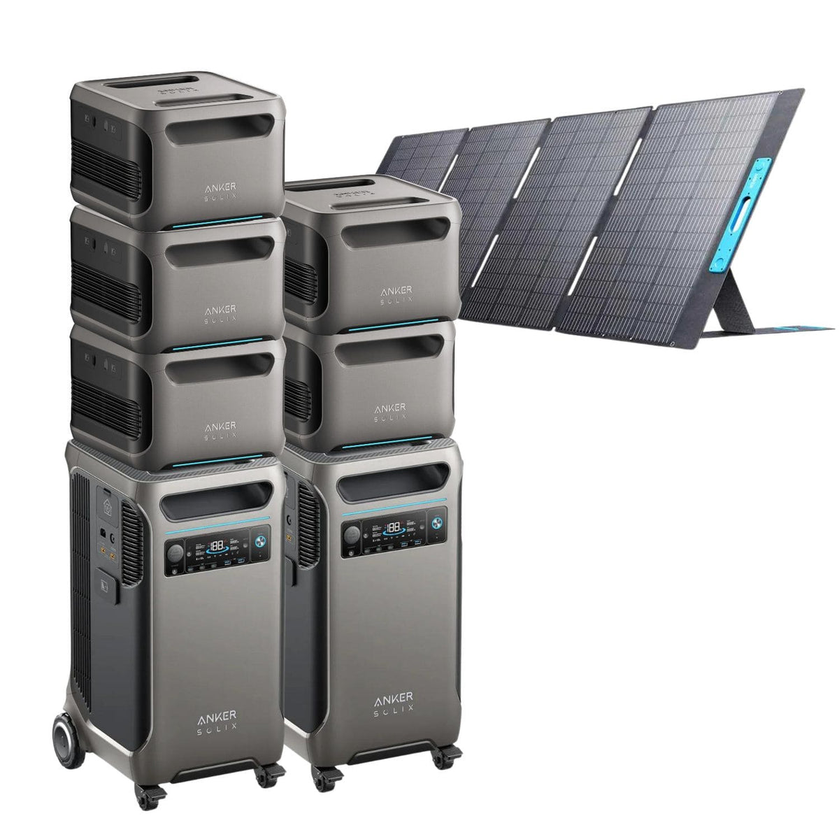 2 Anker SOLIX F3800 with 5 Expansion Battery and 1 400W Solar Panels