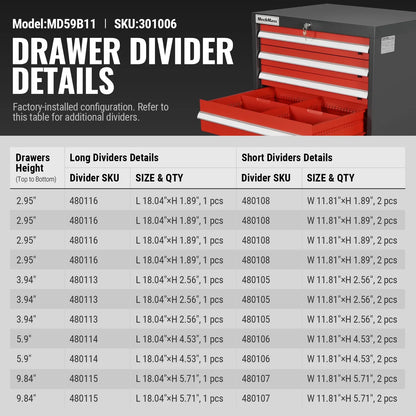 MechMaxx MD59B11 Tool Box Heavy Duty Modular 11 Drawer Steel Tool Storage Organizer Cabinet 59" H x 28.5" W x 22.5" D New