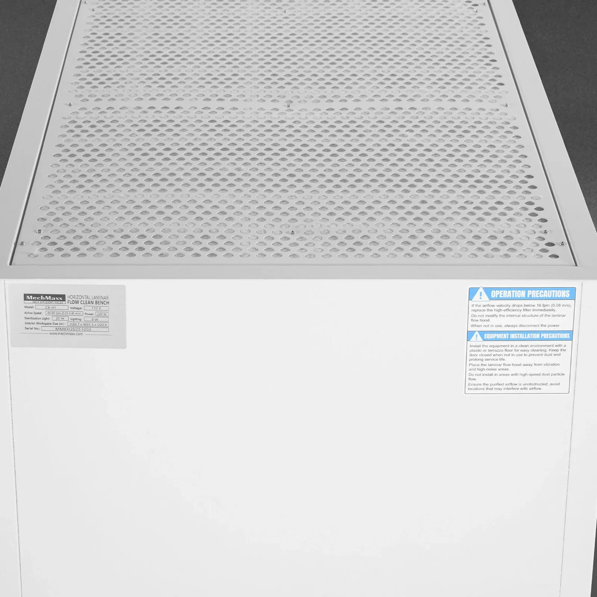 MechMaxx CB-H1 Clean Bench 33.9" Wide Horizontal Laminar Flow HEPA Filtration UV Sterilization ISO Class 5 New
