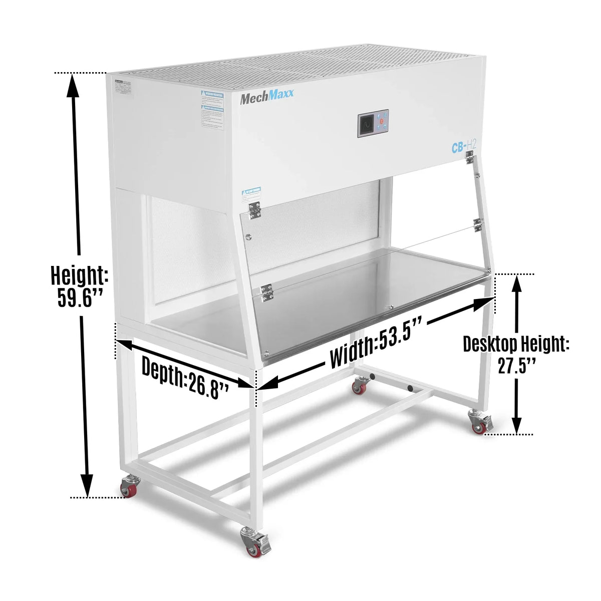 MechMaxx CB-H2 Laminar Flow Clean Bench 53.5" Wide Horizontal HEPA Filtration UV Sterilization ISO Class 5 New