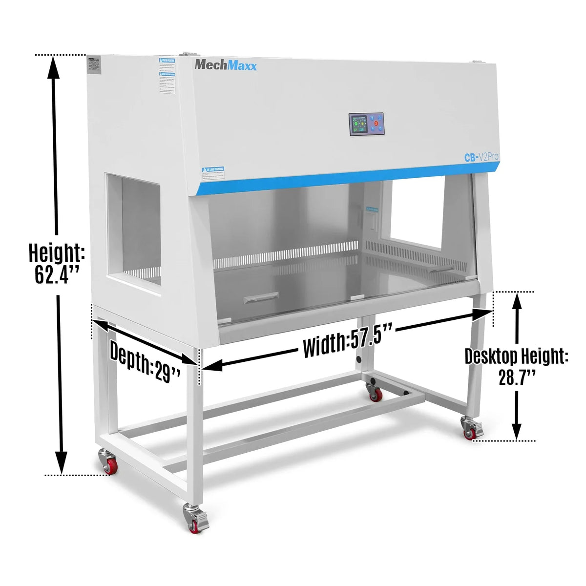 MechMaxx CB-V2Pro Laminar Flow Clean Bench 57.5" Wide Vertical HEPA Filtration UV Sterilization ISO Class 5 New