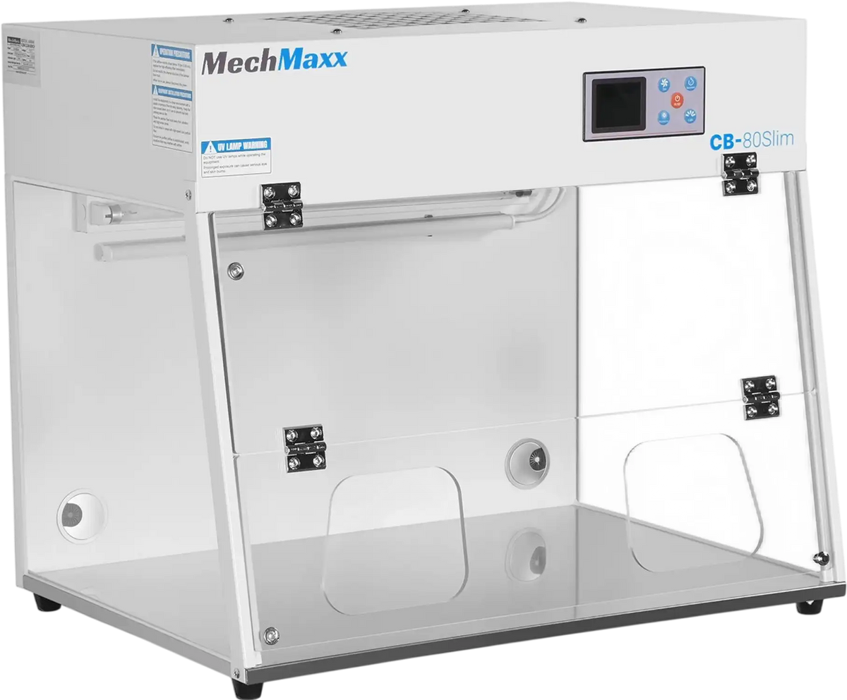 MechMaxx CB-80Slim Laminar Flow Clean Bench 31.9" Wide Desktop Vertical HEPA Filtration UV Sterilization ISO Class 5 New