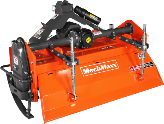 MechMaxx MRT48 Rotary Tiller 48" 3 Point Hitch Cat. 1 & 2 Gear Drive PTO Shaft Included Slip Clutch 25-50 HP New