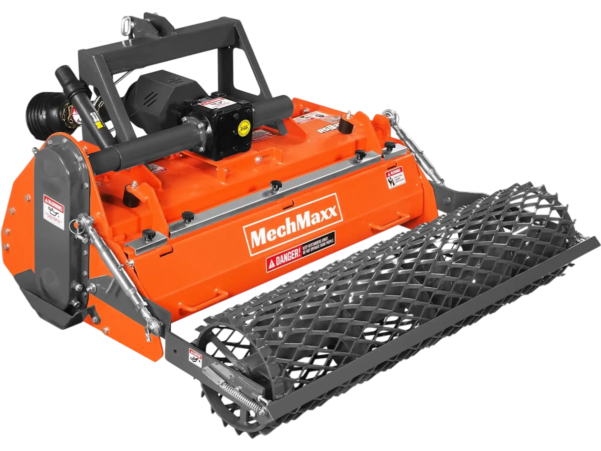 MechMaxx RSB48 Rotary Tiller 48" Stone Burier Reverse Rotary Tiller 3 Point Hitch Cat.1 Chain Drive PTO Shaft Included Slip Clutch 20-45 HP New