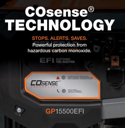Generac GP15500EFI 15500W/19300W Generator Gas 50A COSense Electric Start 7705