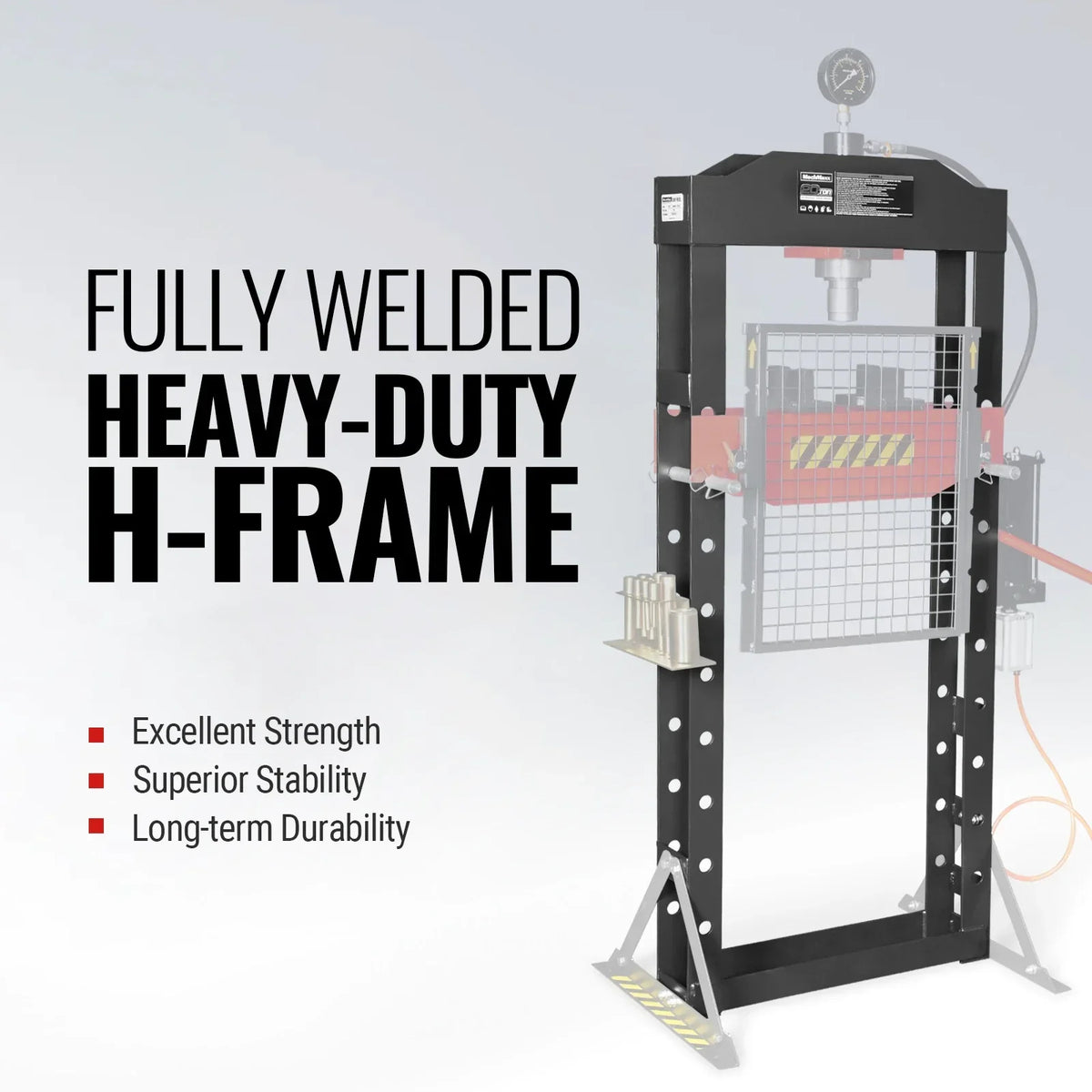 MechMaxx HSP20 Hydraulic Shop Press 20 Ton H-Frame Air/Hydraulic with Press Pin Kit Safety Guard Foot Pedal Control New