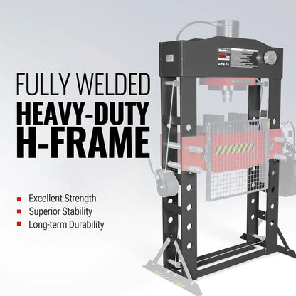 MechMaxx HSP100E Hydraulic Shop Press 100 Ton H-Frame Electric with Hand Winch 110V Motor Safety Guard New