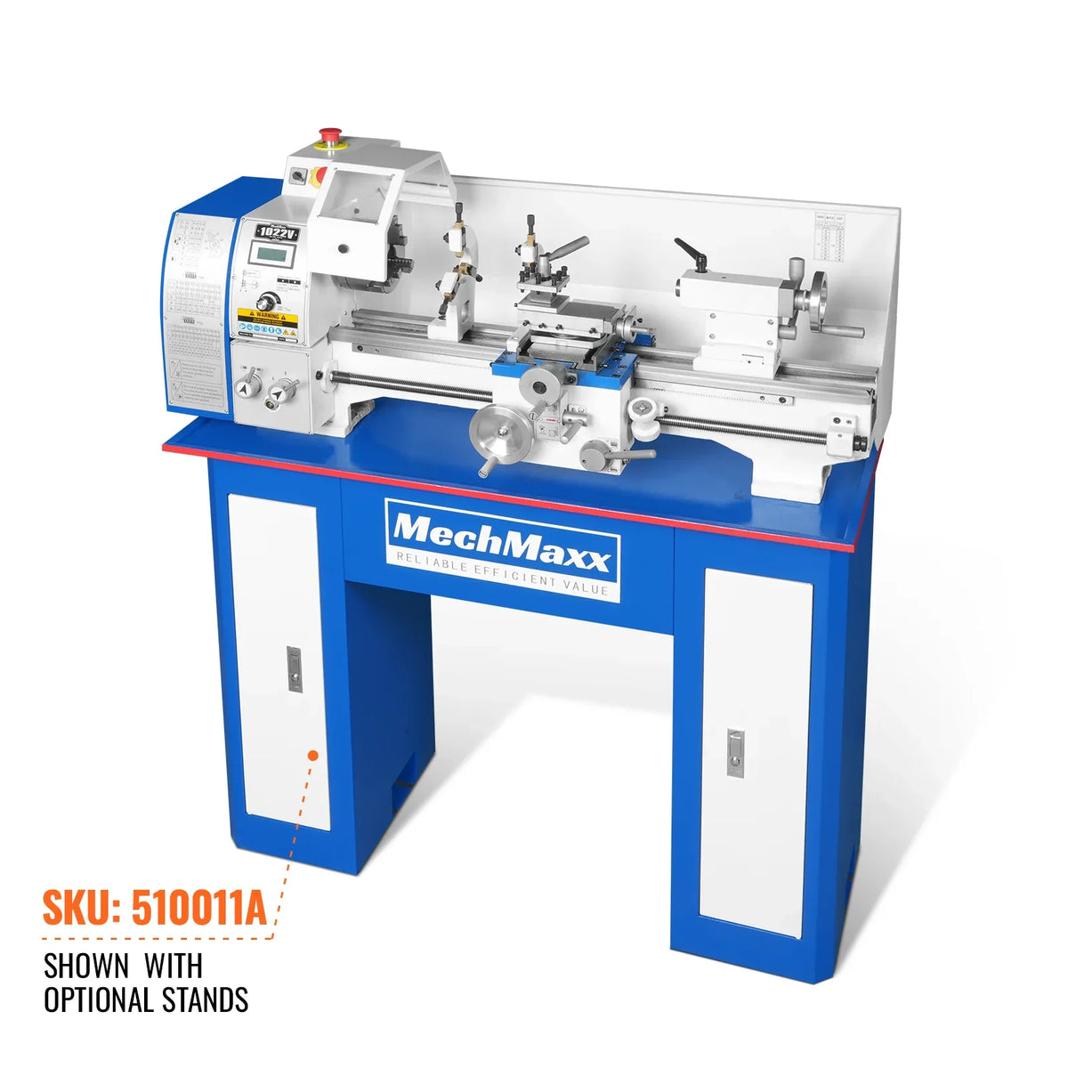MechMaxx 1022V Metal Lathe 10" x 22" Industrial Benchtop High Precision Variable Speed 1.5HP Brushless Motor 0-2000 RPM Without Stand New