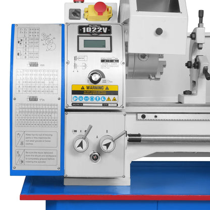 MechMaxx 1022V Metal Lathe 10" x 22" Industrial Benchtop High Precision Variable Speed 1.5HP Brushless Motor 0-2000 RPM Without Stand New