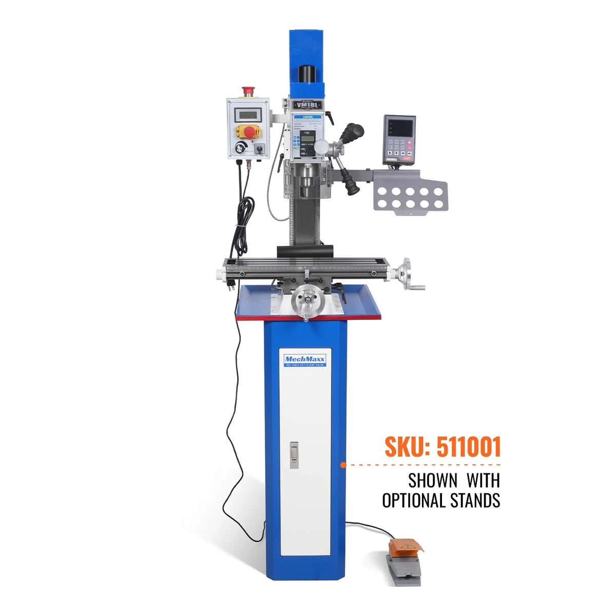 MechMaxx VM18LD Mill Drill Machine 6x20" Benchtop DRO Brushless Motor Variable Speed R8 Spindle 1 HP 110V Compact Milling Drilling Tool New