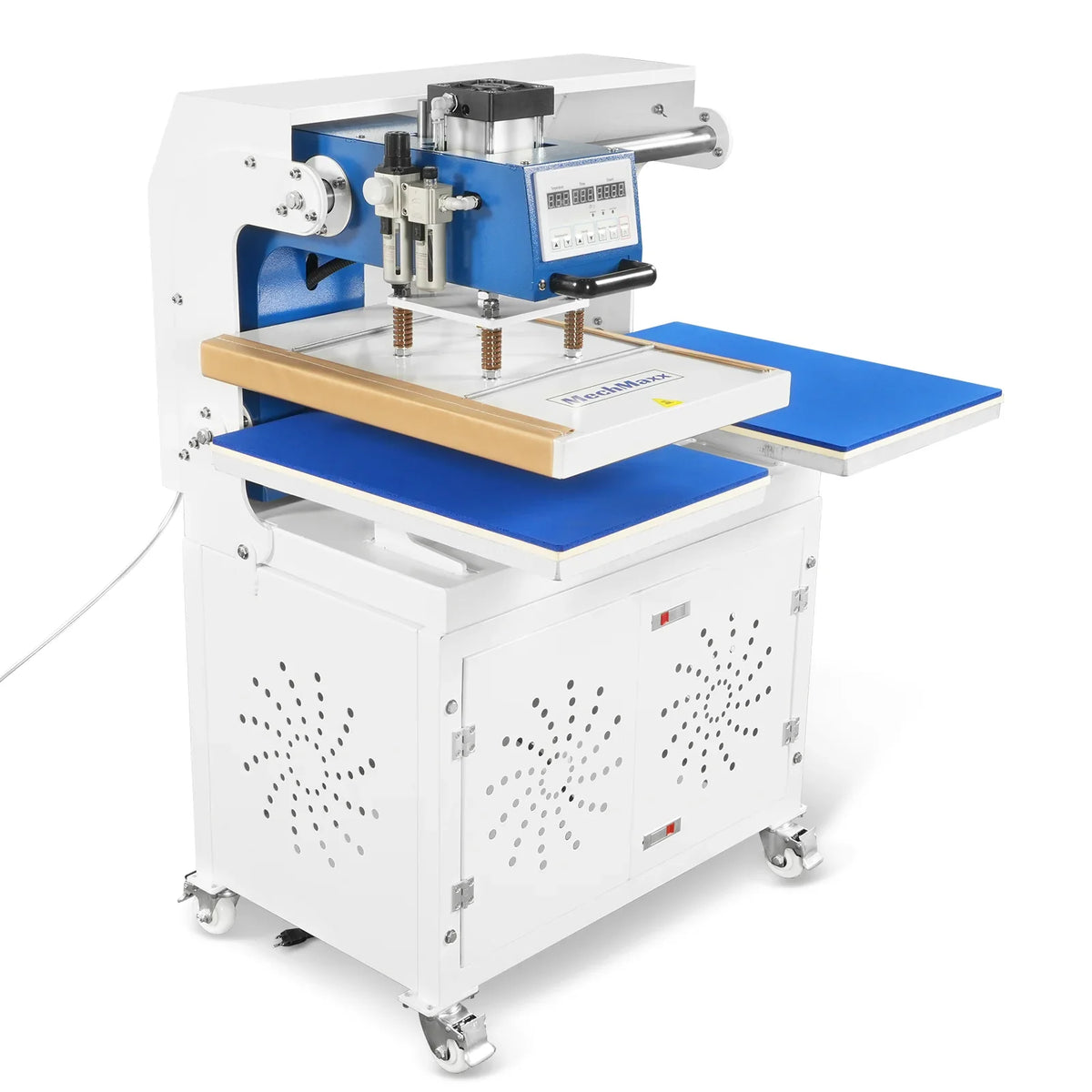 MechMaxx PUD1624-C Heat Press 16x24" Commercial Pneumatic Dual Platen Auto Lift Sublimation Transfer Machine with Storage Base Cabinet 110V 1650W New