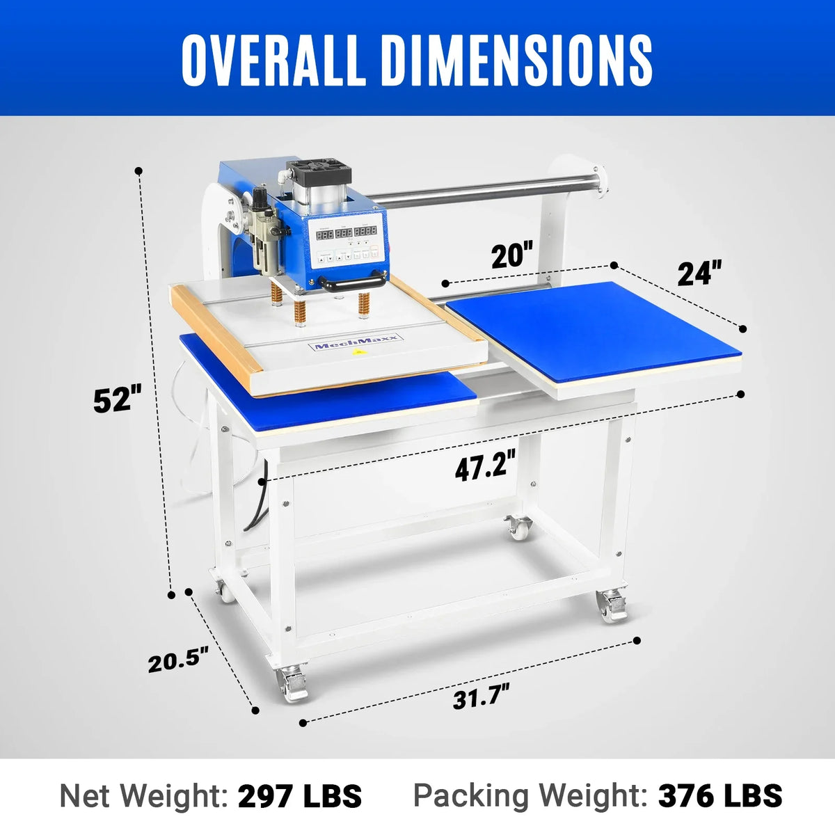 MechMaxx PUD2024 Heat Press 20x24" Commercial Pneumatic Dual Platen Auto Lift Sublimation Transfer Machine AIRTAC 110V 4HP New