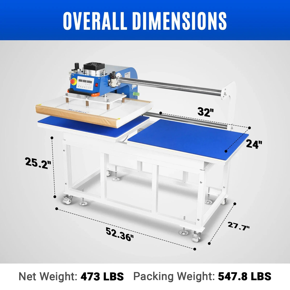 MechMaxx PUD2432 Heat Press 24x32" Industrial Pneumatic Dual Platen Auto Lift Digital Sublimation Transfer Machine 220V 8HP New