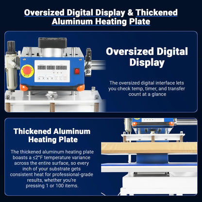 MechMaxx PUD2432 Heat Press 24x32" Industrial Pneumatic Dual Platen Auto Lift Digital Sublimation Transfer Machine 220V 8HP New