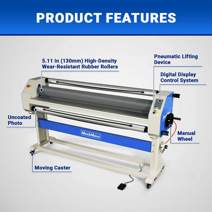 MechMaxx 1600-C3Pro Laminator 63" Wide Format Pneumatic Manual Cold Laminating Machine Portable Stand New