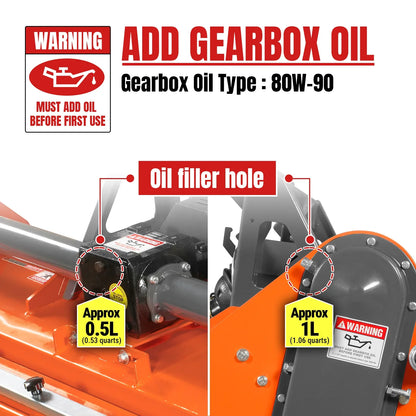 MechMaxx RSB65 Rotary Tiller 65" Stone Burier Reverse Rotary Tiller 3 Point Hitch Cat.1 Chain Drive PTO Shaft Included Slip Clutch 30-55 HP New
