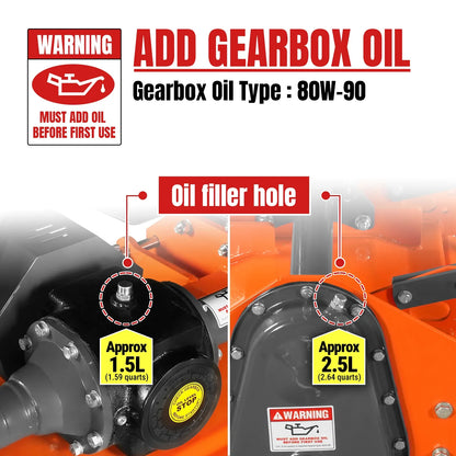 MechMaxx HRT80 Rotary Tiller 80" Heavy Duty 3 Point Hitch Cat.2 Gear Drive PTO Shaft Included Slip Clutch 40-80 HP New