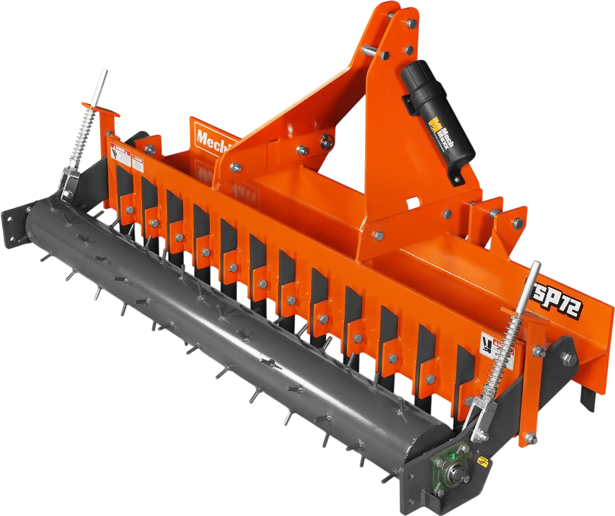 MechMaxx TSP72 Soil Pulverizer 72" Heavy Duty Single Spiked Roller 25 Shanks Category 1 and 2 3 Point Hitch Tractor Attachment New