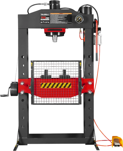 MechMaxx HSP75 Hydraulic Shop Press 75 Ton H-Frame Air/Hydraulic with Hand Winch Safety Guard Foot Pedal Control New