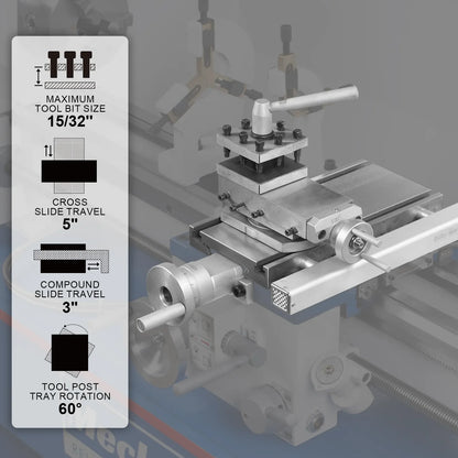 MechMaxx 1030VC Combination Lathe Milling Machine 1.5 HP 10" x 30" Variable Speed Benchtop Metalworking Drilling High Precision New