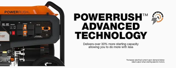 Generac 7686 GP8000E 8000W/10000W Electric Start PowerRush Gas Generator