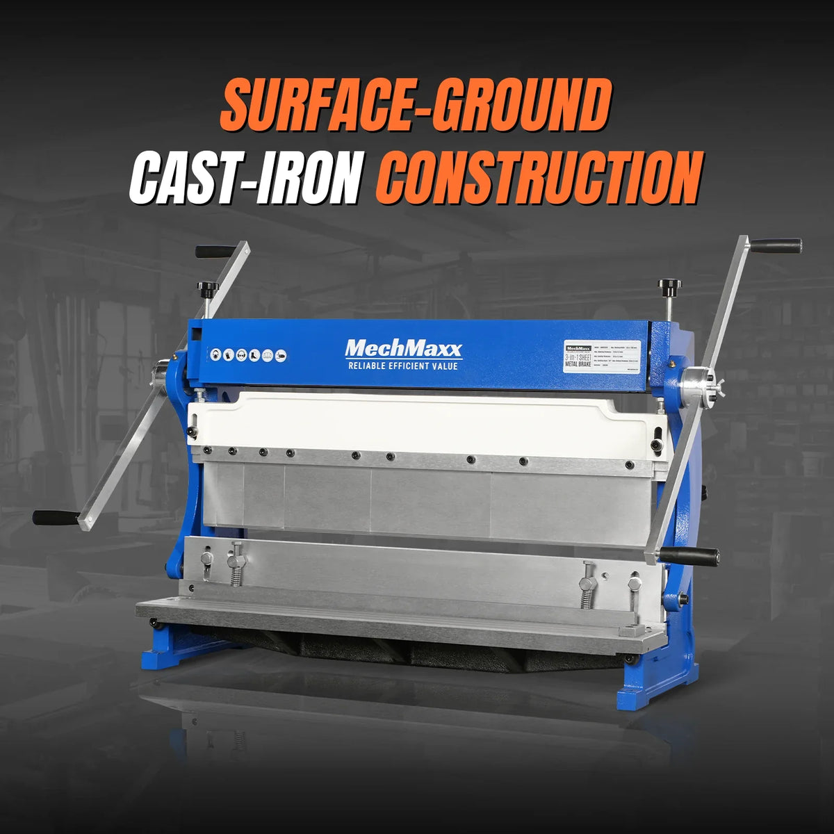 MechMaxx MMCB3016 3"-1 Sheet Metal Machine 30" Pan and Box Brake Slip Roll Shear Bending Machine 20 Gauge Mild Steel Adjustable Fingers Heavy Duty New