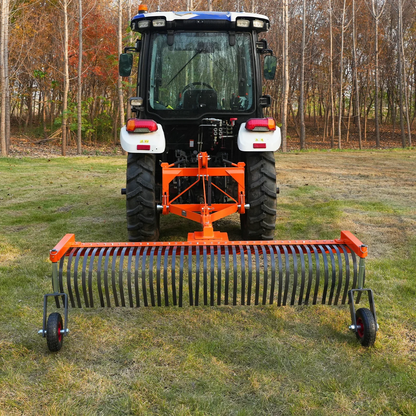MechMaxx LR84W Landscape Rake 84" Bolt-On Wheels 42 Tines 3 Point Hitch Tractor Attachment New