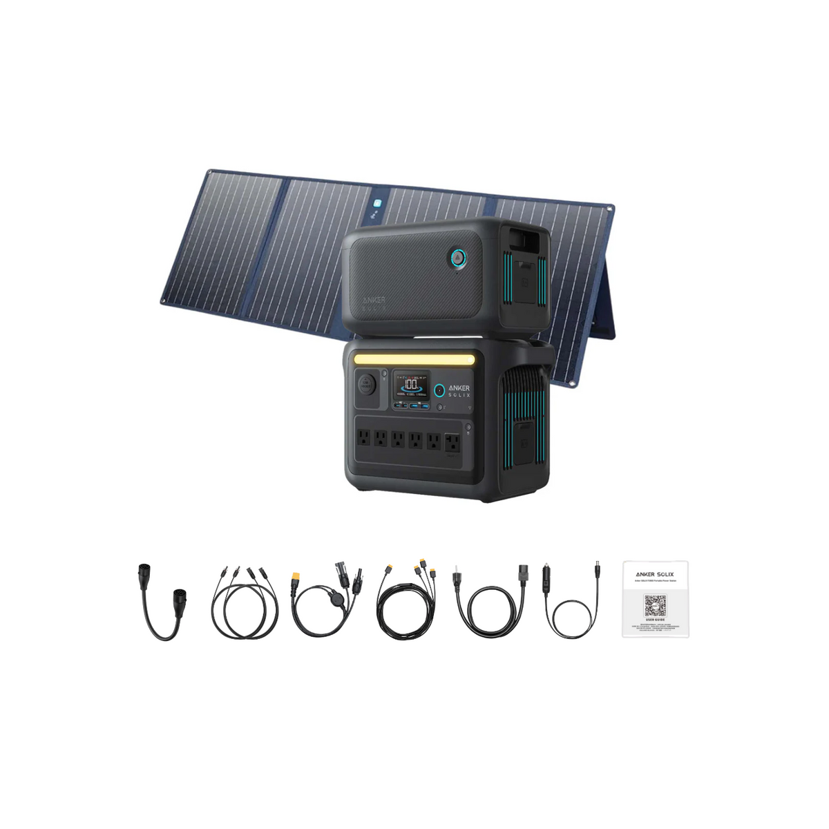 Anker SOLIX C1000X Portable Power Station + 1 x 100W Solar Panel + 1 x Expansion Battery Inclusions