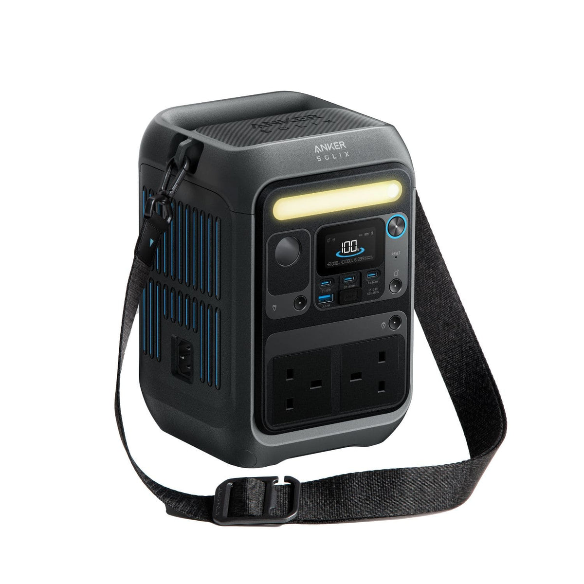 Anker SOLIX C300X Left And Front View With Shoulder Strap