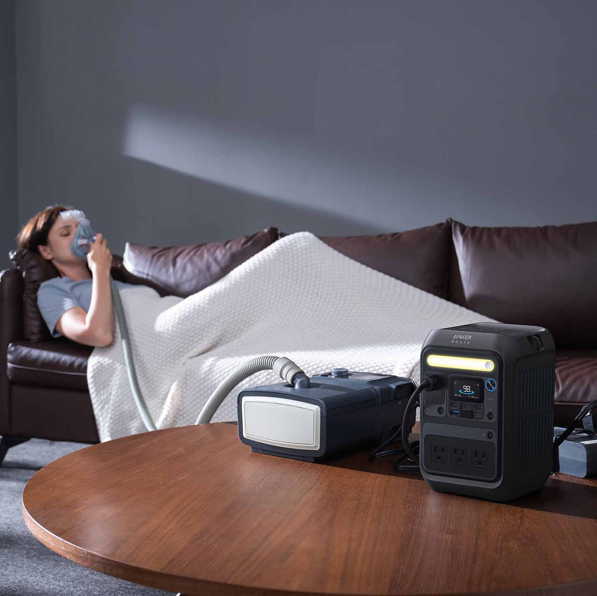 Anker SOLIX C300X Portable Power Station Charging A CPAP Machine
