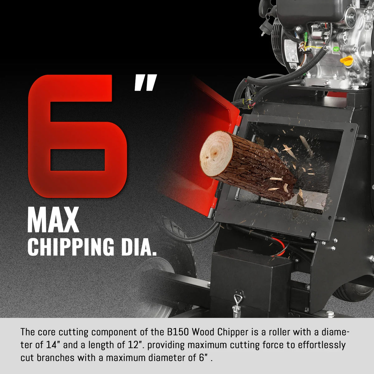 MechMaxx B150 Wood Chipper 6" ZONSEN Electric Start 459cc 15HP Gas Powered 4-Wheel Drum with Taillight New