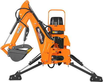 MechMaxx BH760 Tractor Backhoe Attachment 8' Hydraulic Thumb 15" Bucket ISO/SAE Switchable Controls 20-100 HP New