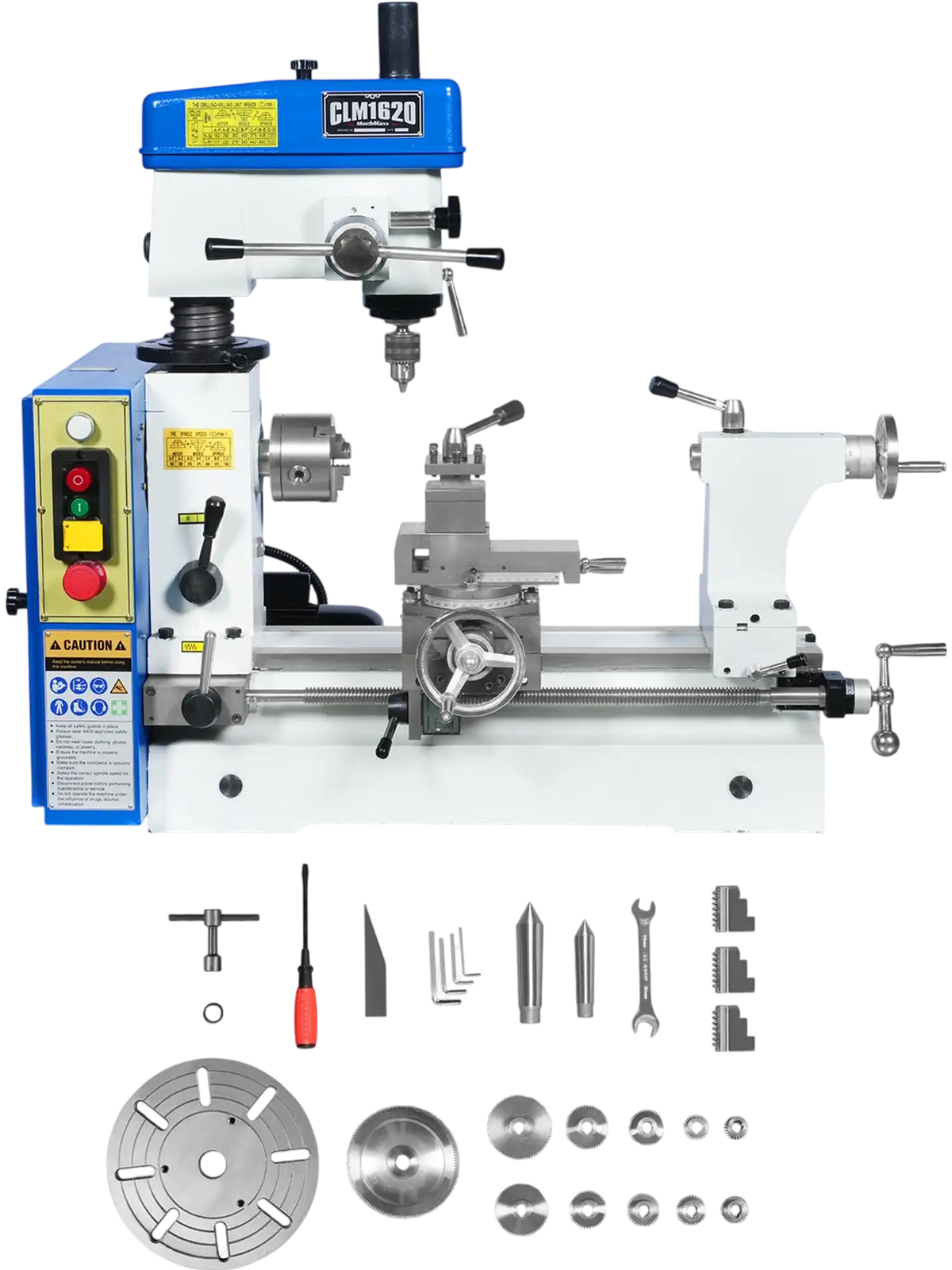 MechMaxx HQ400 Combination Lathe Milling Machine 1 HP 16x16" Multi-Function Metalworking Combo Lathe Drill Mill Head New