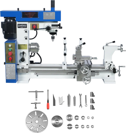 MechMaxx HQ800 Combination Lathe Milling Machine 1 HP 16x32" Multi-Function Metal Lathe Drilling Milling Machine Head New