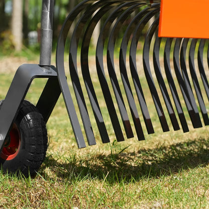 MechMaxx LR72W Landscape Rake 72" Bolt-On Wheels 36 Tines 3 Point Hitch Tractor Attachment New