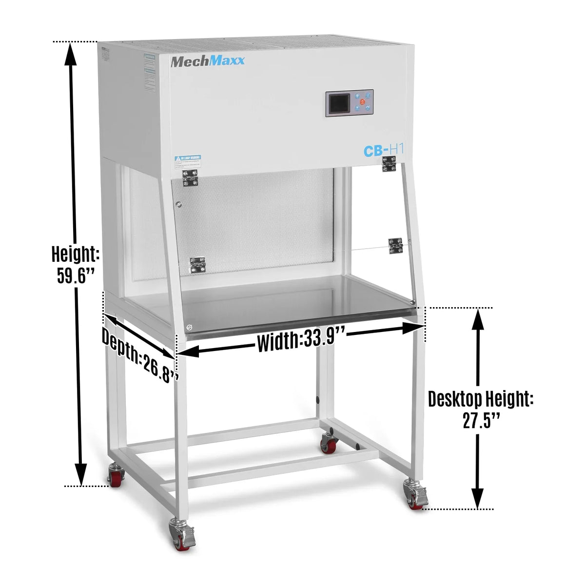 MechMaxx CB-H1 Clean Bench 33.9" Wide Horizontal Laminar Flow HEPA Filtration UV Sterilization ISO Class 5 New
