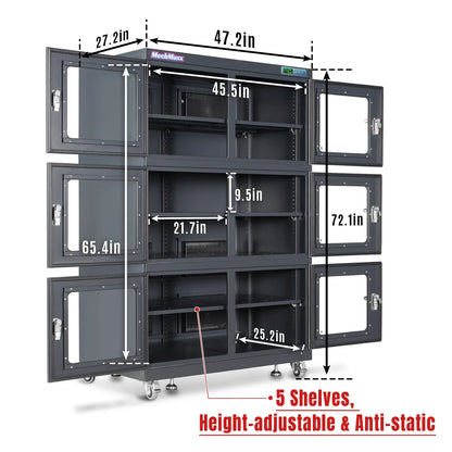 MechMaxx EDC1430C-6 Desiccator Cabinets 1430L ESD Electronic Dry Cabinet 1-10% RH Ultra-Low Humidity Storage New