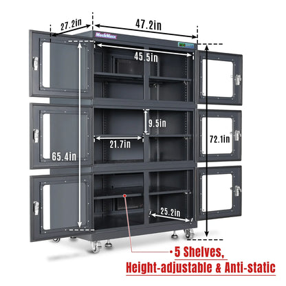 MechMaxx EDC1430A-6 Desiccator Cabinet 1430L ESD Electronic Dry Cabinet 20-60% RH Low Humidity Storage New