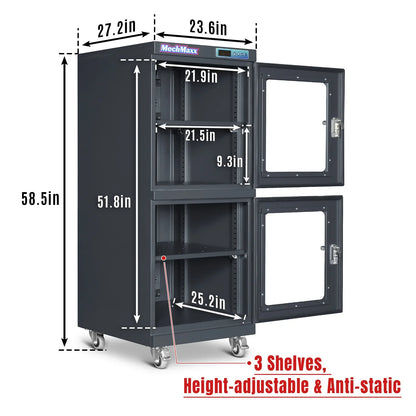 MechMaxx EDC540C Desiccator Cabinet 1-10% RH Electronic Dry Cabinet 540L ESD Ultra-Low Humidity Storage New